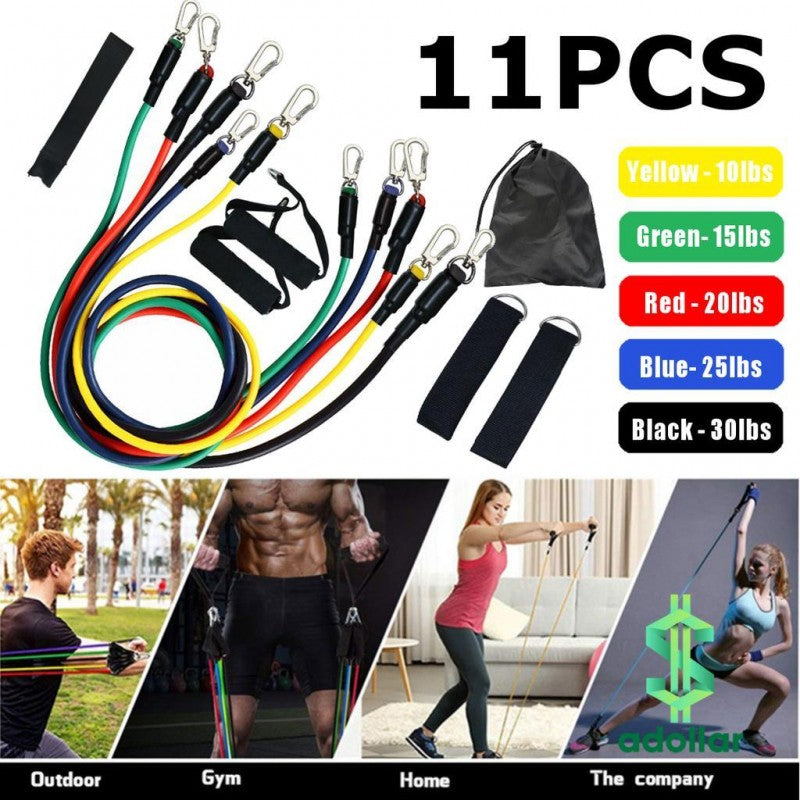 11Pcs Fitness Resistance Bands Set