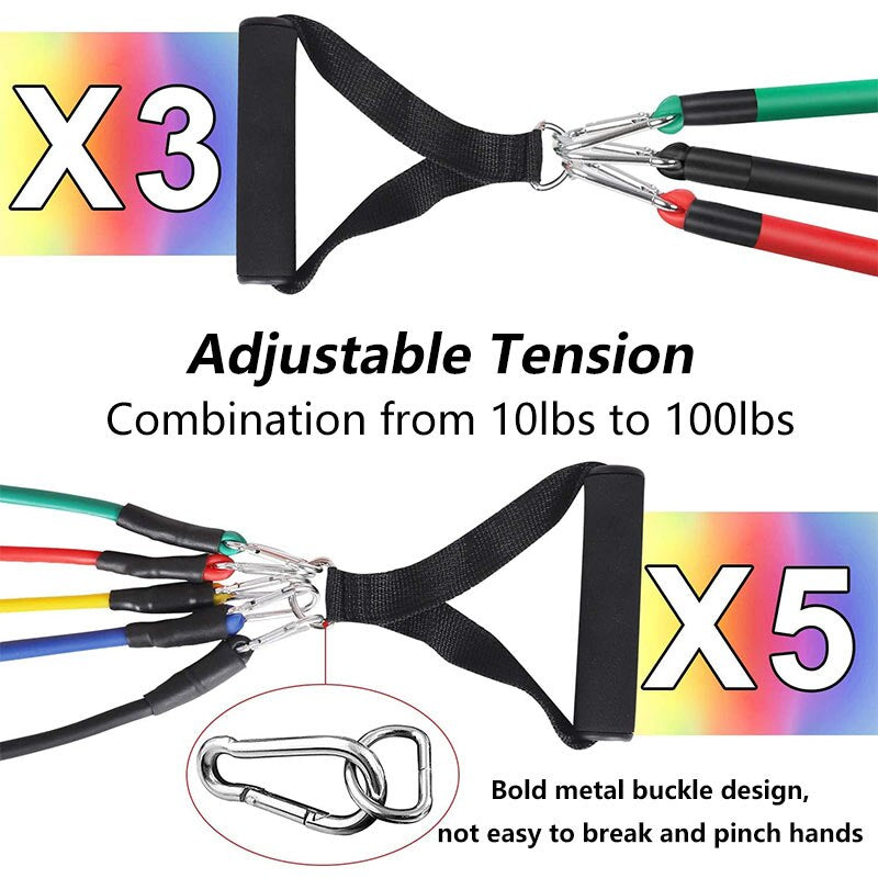 11Pcs Fitness Resistance Bands Set