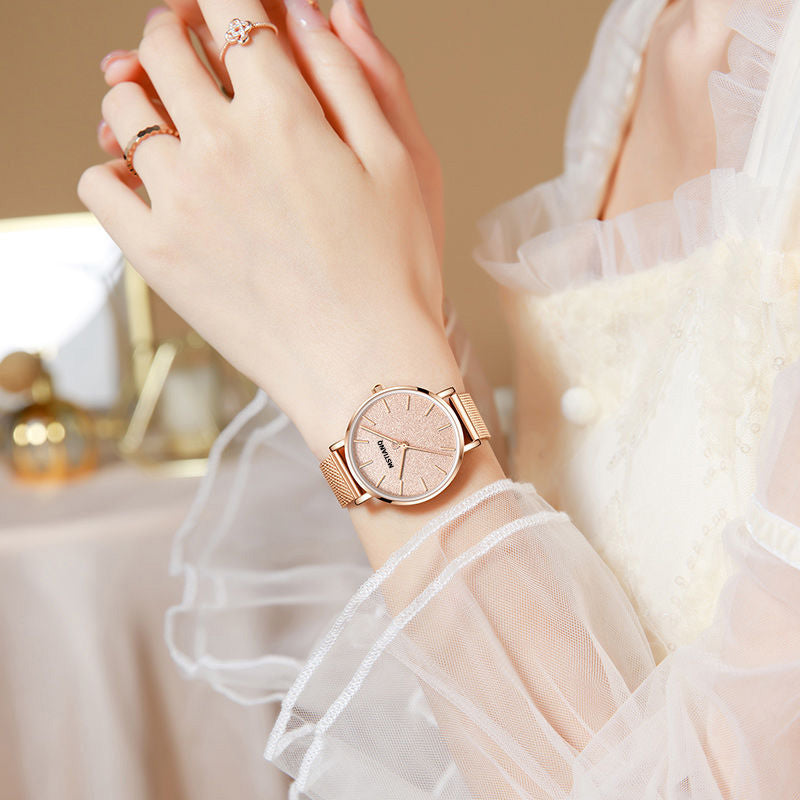 Luxury Watch for Women Fashion Stainless Steel Band Watch Elegant Waterproof Ladies Bursting Sky Star Watch Reloj