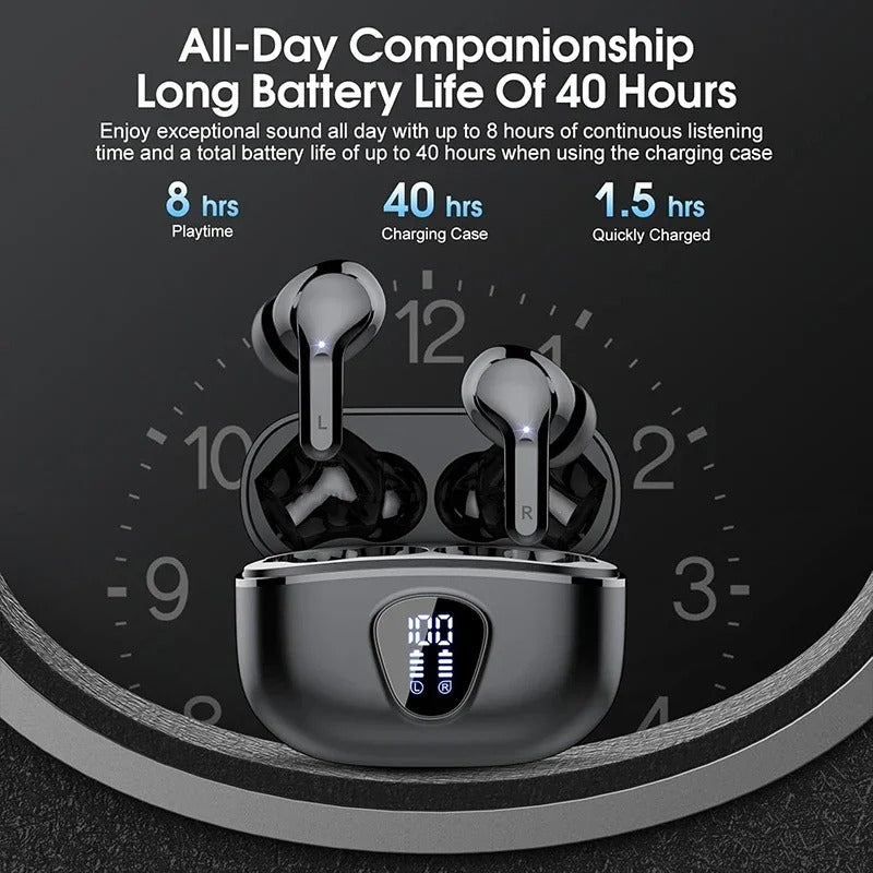 New Wireless Earbuds BT 5.3 – HiFi Stereo Headphones with ENC Noise Cancelling, 48H Playtime, LED Display & IP7 Waterproof