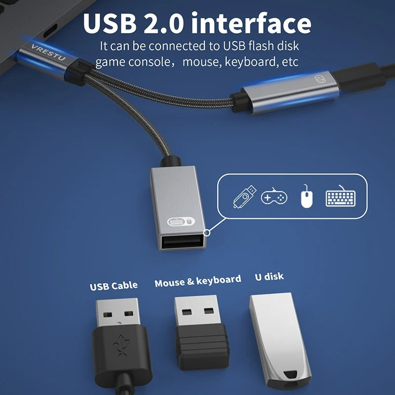 USB-C to USB-A OTG Splitter Adapter – 2-in-1 Converter with PD Fast Charging Port for iPhone 16, Samsung, Xiaomi, and More