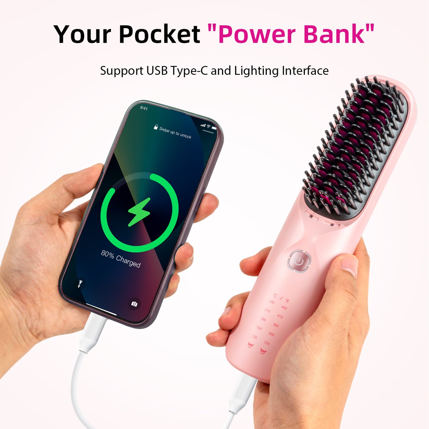 Customized Cordless Ionic Hair Straightener Brush – Portable Rechargeable Thermal Comb with Anti-Scald Design | USB Frizz-Free Styling Tool