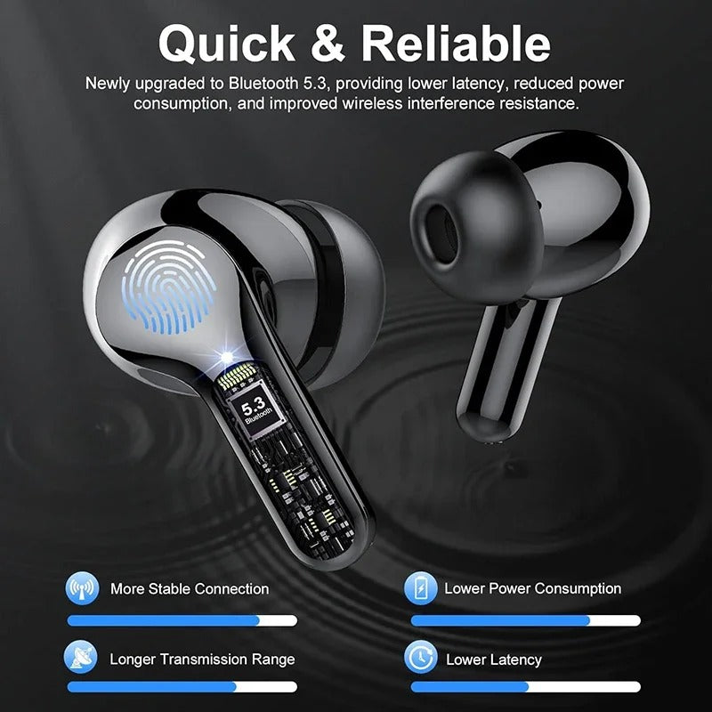 New Wireless Earbuds BT 5.3 – HiFi Stereo Headphones with ENC Noise Cancelling, 48H Playtime, LED Display & IP7 Waterproof