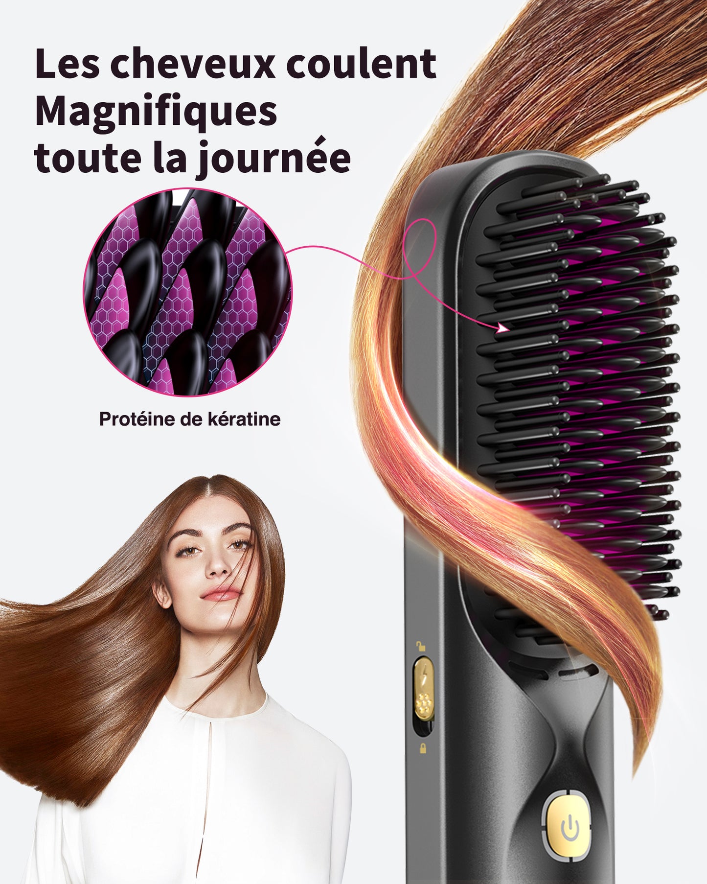 Customized Cordless Ionic Hair Straightener Brush – Portable Rechargeable Thermal Comb with Anti-Scald Design | USB Frizz-Free Styling Tool