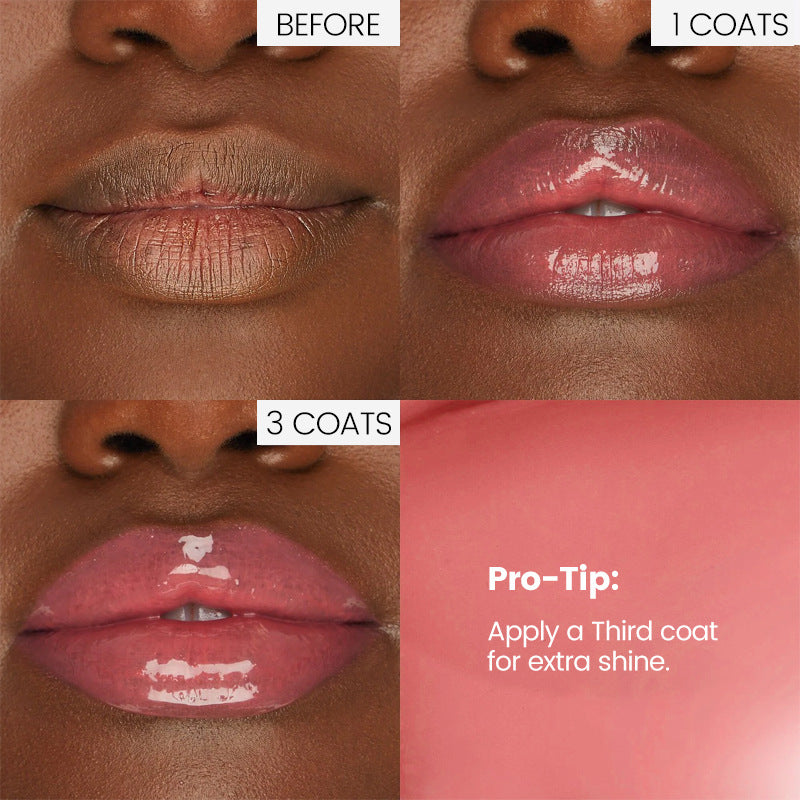 High-Pigment Glitter Lip Gloss – No Logo, Non-Stick Cup Glossy Nude Lip Shine in Pink Tube | Private Label-Ready