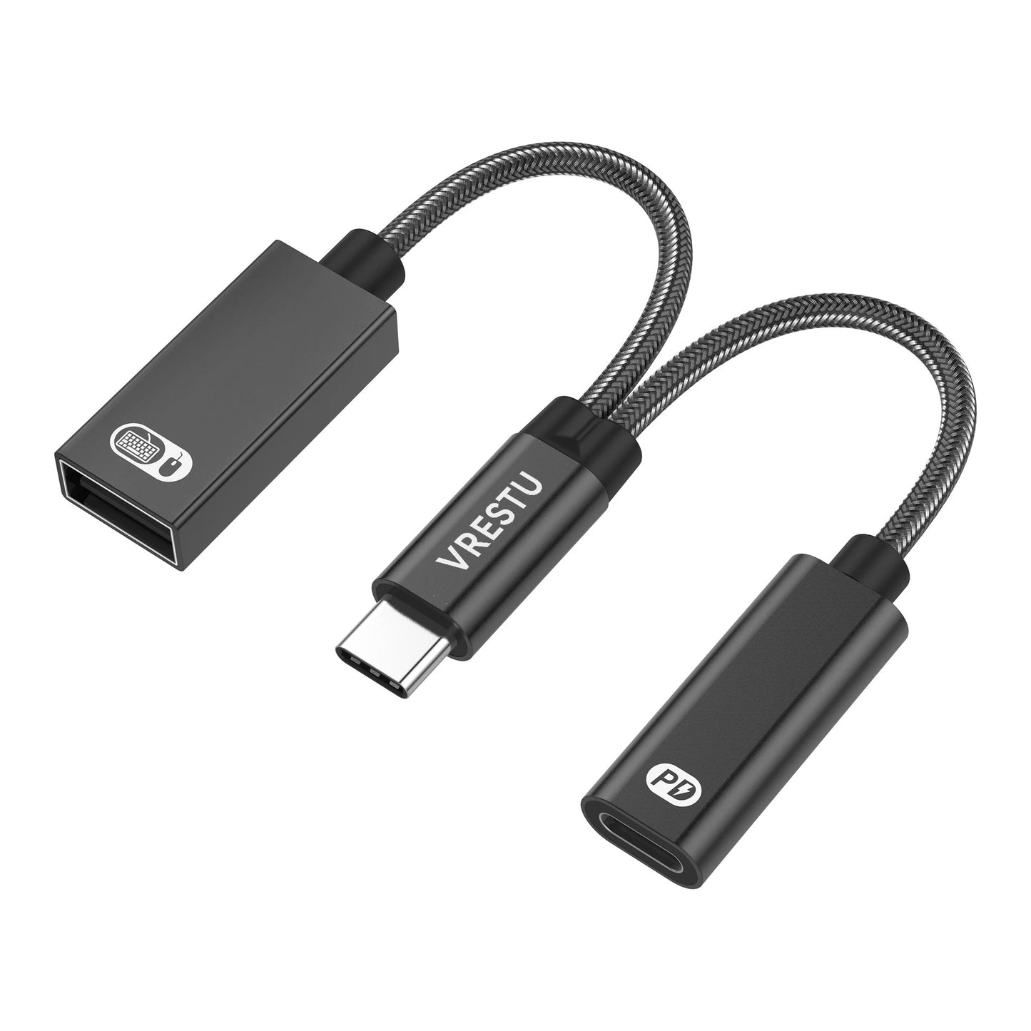 USB-C to USB-A OTG Splitter Adapter – 2-in-1 Converter with PD Fast Charging Port for iPhone 16, Samsung, Xiaomi, and More