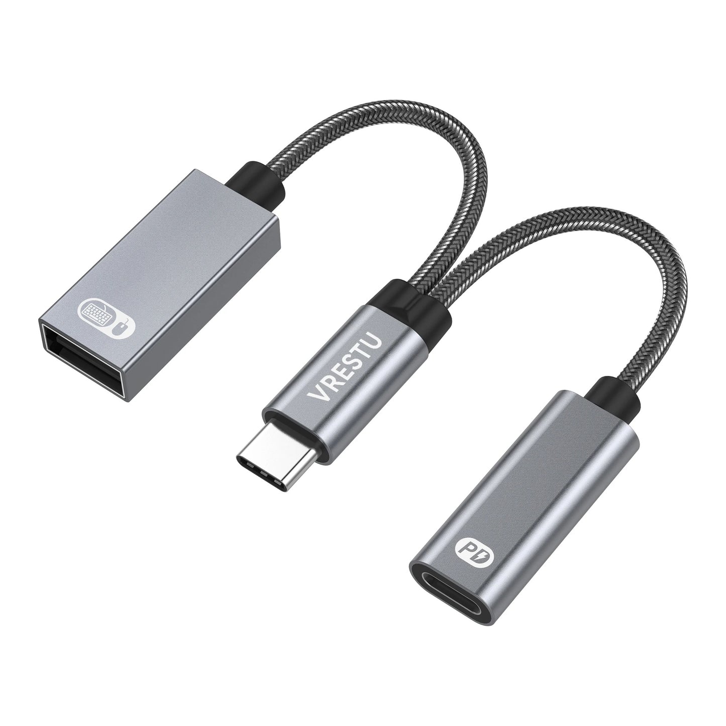USB-C to USB-A OTG Splitter Adapter – 2-in-1 Converter with PD Fast Charging Port for iPhone 16, Samsung, Xiaomi, and More