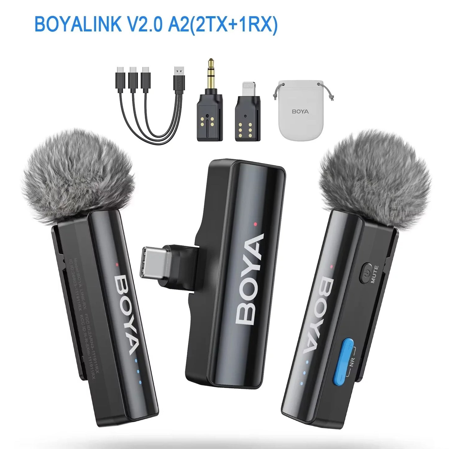 BOYA BOYALINK 2 Wireless Lavalier Microphone – Dual Mic System for iPhone, Android, DSLR, YouTube, Streaming & Video Recording