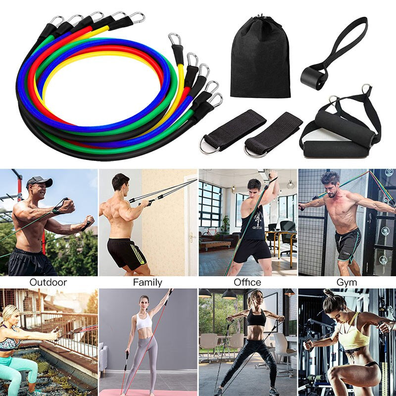 11Pcs Fitness Resistance Bands Set