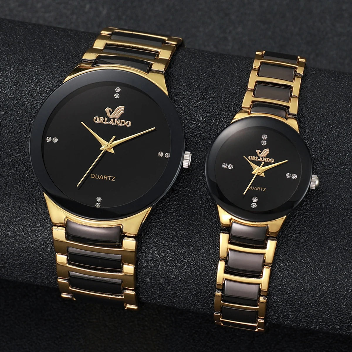 1/2PCS Couple's Quartz Watches Set – Men & Women Analog Fashion Watches with Stainless Steel Band