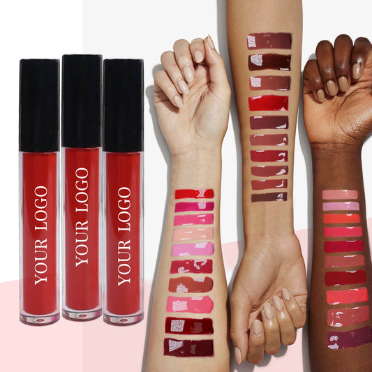 High-Pigment Glitter Lip Gloss – No Logo, Non-Stick Cup Glossy Nude Lip Shine in Pink Tube | Private Label-Ready