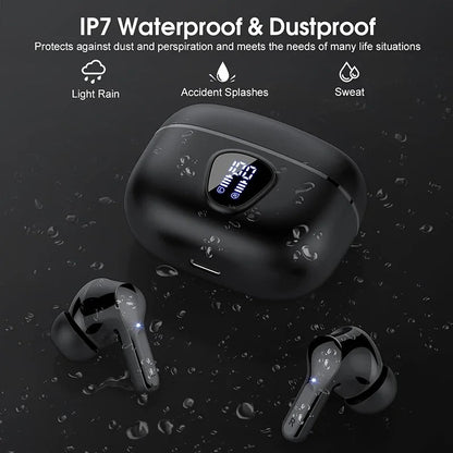 New Wireless Earbuds BT 5.3 – HiFi Stereo Headphones with ENC Noise Cancelling, 48H Playtime, LED Display & IP7 Waterproof