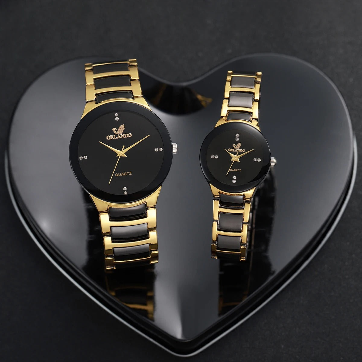 1/2PCS Couple's Quartz Watches Set – Men & Women Analog Fashion Watches with Stainless Steel Band