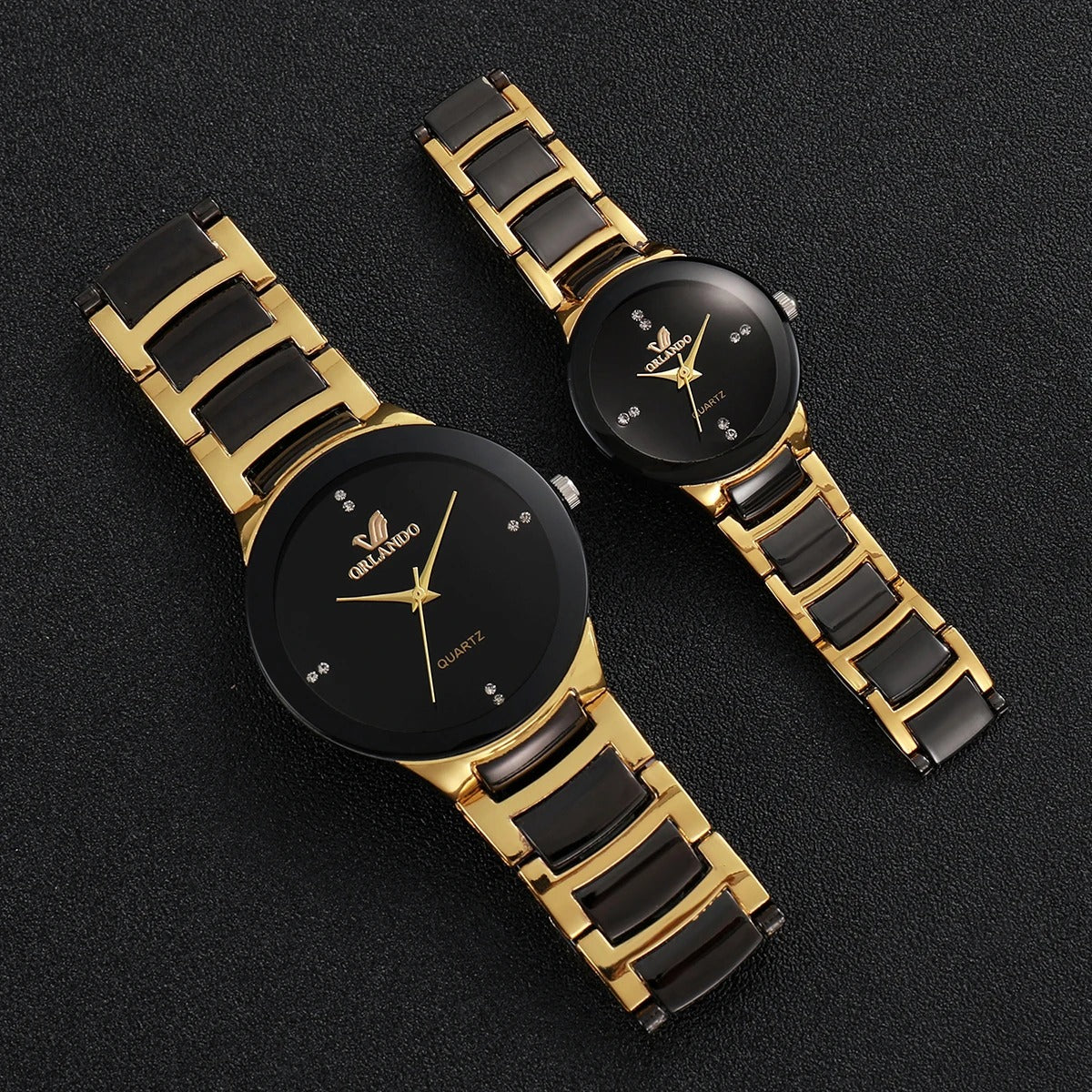 1/2PCS Couple's Quartz Watches Set – Men & Women Analog Fashion Watches with Stainless Steel Band