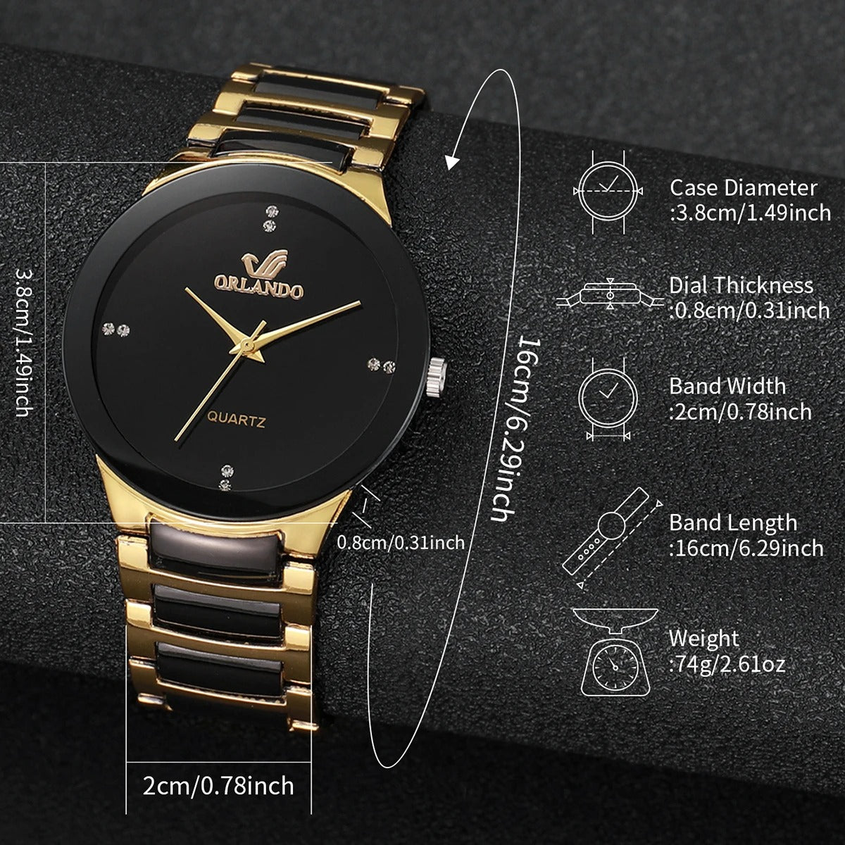 1/2PCS Couple's Quartz Watches Set – Men & Women Analog Fashion Watches with Stainless Steel Band